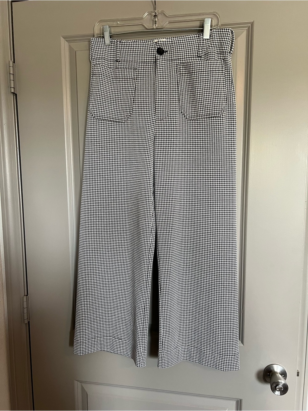 Anthropologie Maeve Houndstooth Collette Wide Leg Ankle Pants Size 28